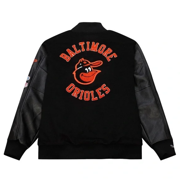 NWT Mitchell & Ness Men’s Baltimore Orioles Black Varsity Jacket